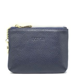 IXYVIA Leather Zip Coin Purse with Keychain Ring